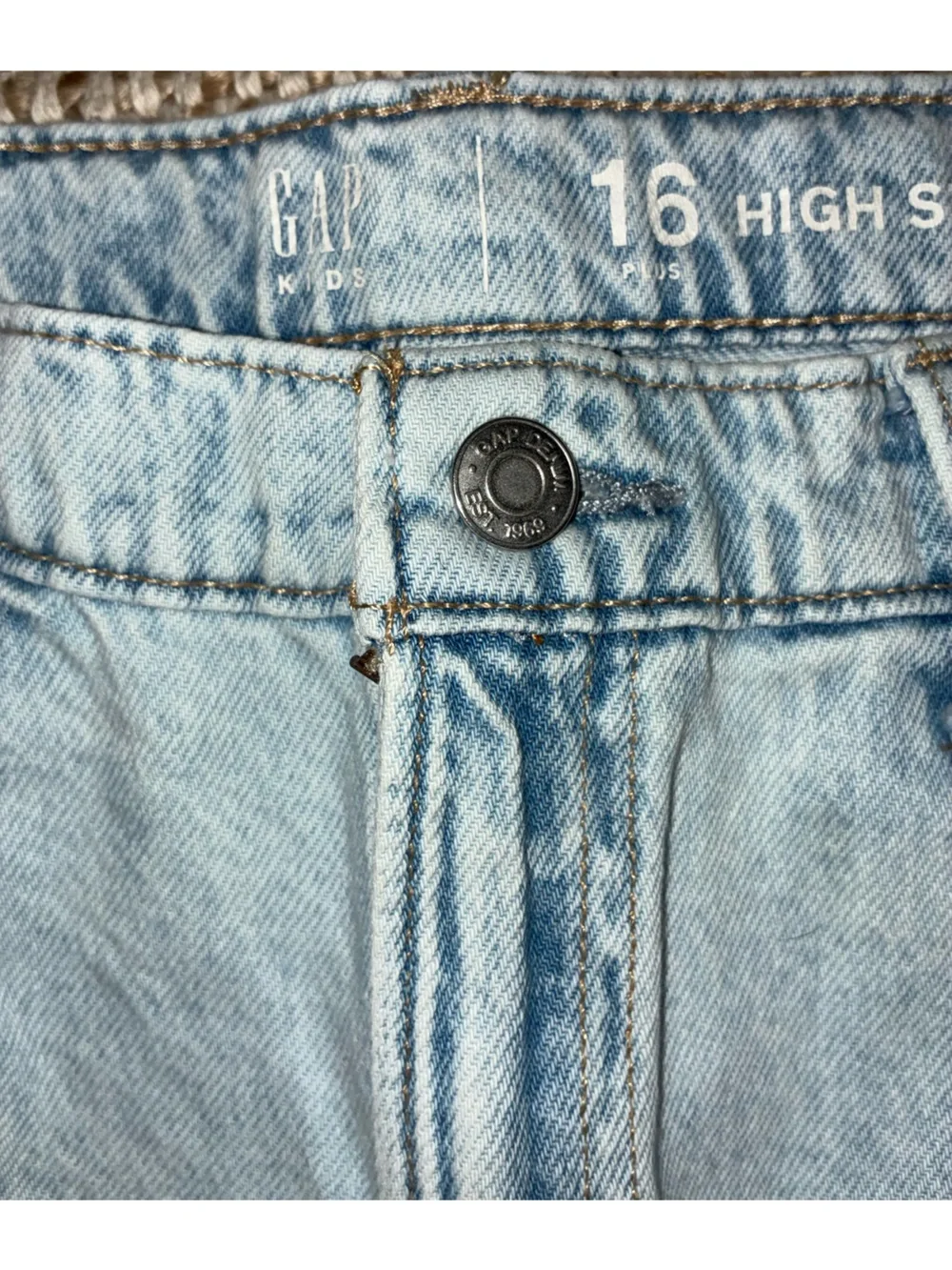 EUC GAP Kids High Rise Stride Wide-Leg Ankle Jeans 16 Plus Light Wash Y2K